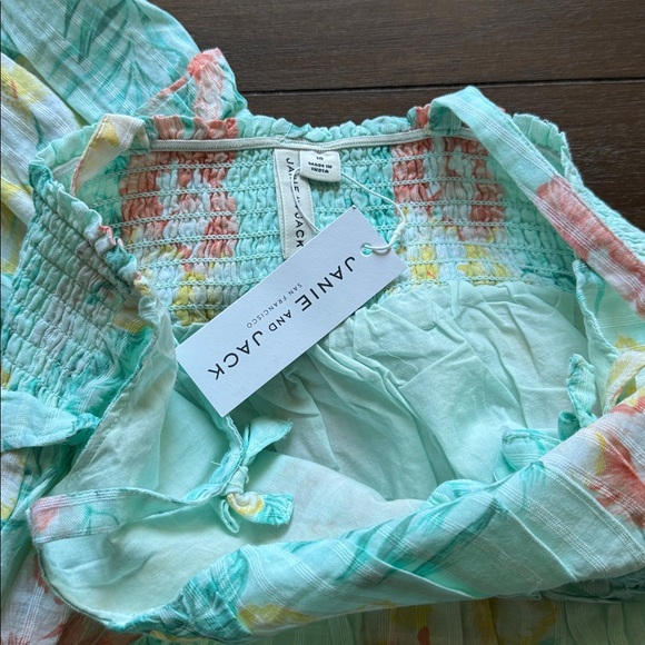 New Sz 10 Janie and Jack cotton tropical floral lined dress with smocked details - Picture 3 of 7